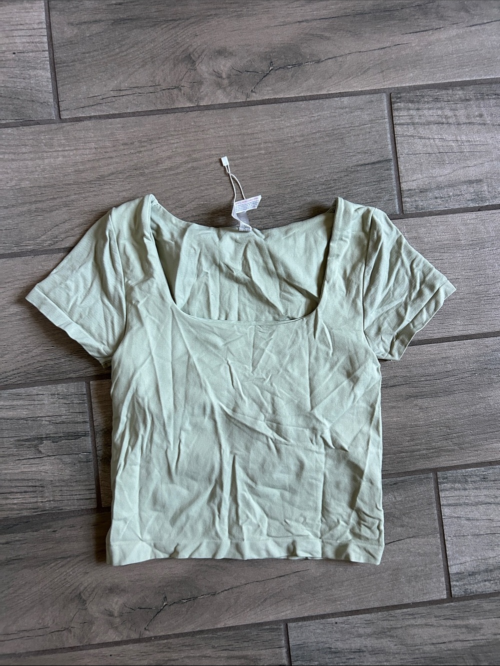 Square Neck Cropped Tee in Pale Green